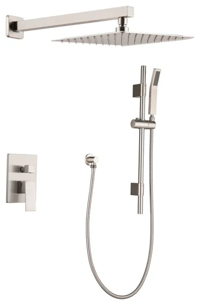 10" Wall Mount Shower System Shower Combo, Brushed Nickel