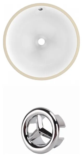 15.25-in. W Round Undermount Sink Set In White - Chrome Hardware