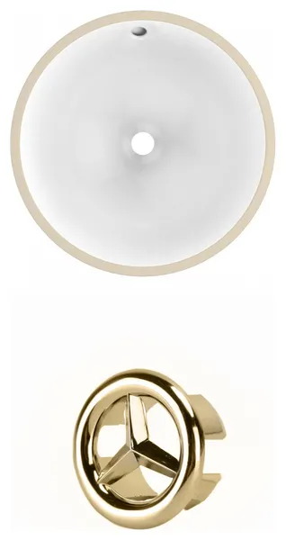 16.5-in. W Round Undermount Sink Set In White - Gold Hardware