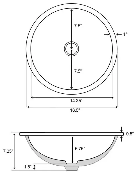 16-in. W 16-in. D CUPC Certified Round Undermount Sink In White Color