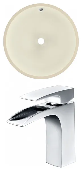 16-in. W Round Undermount Sink Set In Biscuit - Chrome Hardware