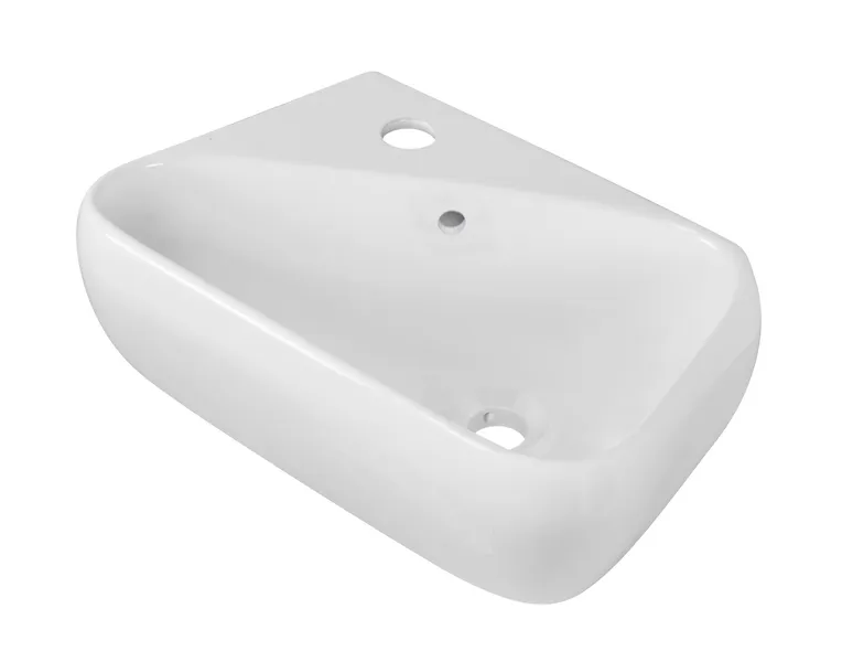 17.5-in. W Above Counter White Vessel For 1 Hole Left Drilling