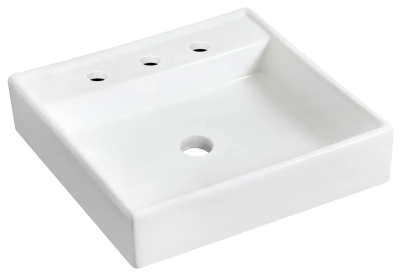 17.5-in. W Wall Mount White Vessel For 3H8-in. Center Drilling
