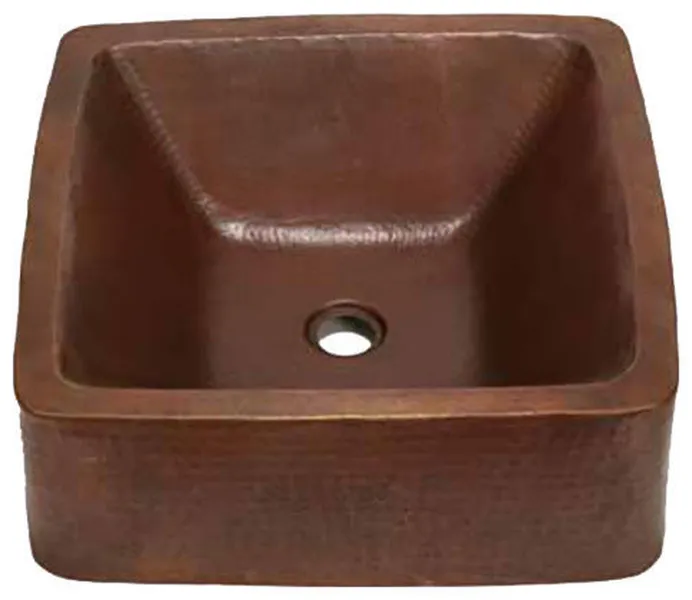 17" Cubeta Double-Wall Copper Vessel Bathroom Sink by SoLuna, Matte Copper