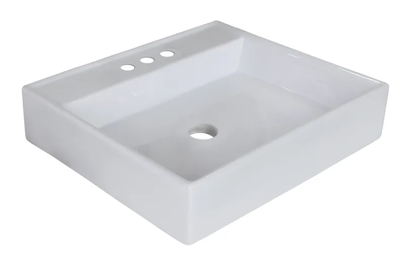 17-in. W Above Counter White Vessel For 3H4-in. Center Drilling
