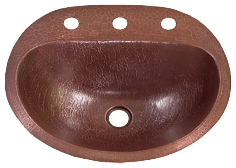 17" Medium Durango Drop-In Copper Bathroom Sink by SoLuna, Matte Copper