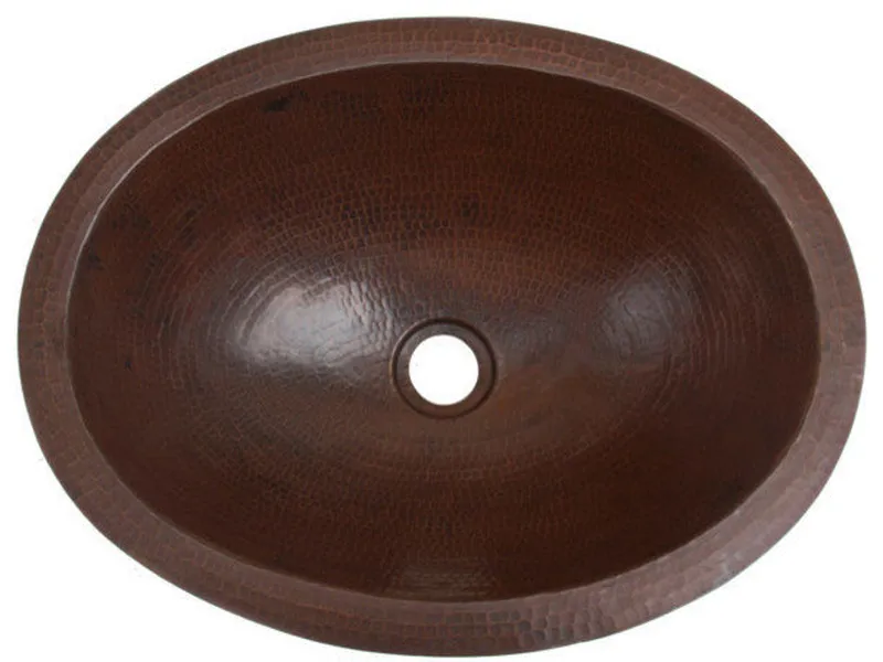 17" Oval Hammered Copper Sink