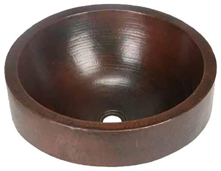 17" Prescenio Partially Recessed Copper Vessel Bathroom Sink by SoLuna, Rio Gran