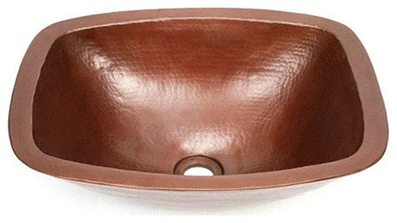 17" Rectangular Ovoid Copper Vessel Sink, Matte Copper