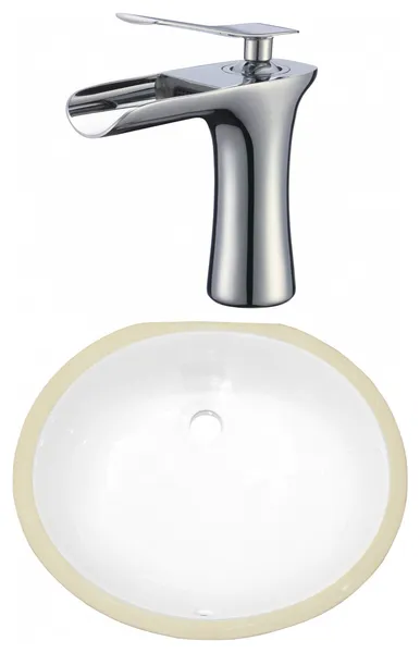 18.25-in. W CSA Oval Undermount Sink Set In White - Chrome Hardware