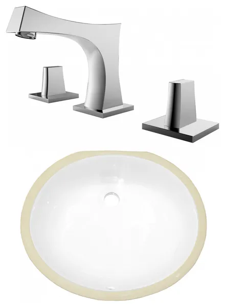 18.25-in. W CSA Oval Undermount Sink Set In White - Chrome Hardware
