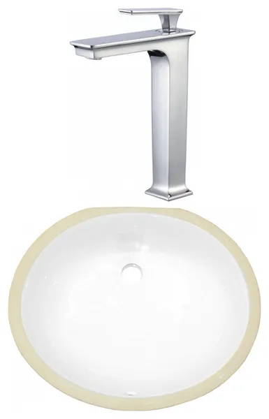18.25-in. W CSA Oval Undermount Sink Set In White - Chrome Hardware