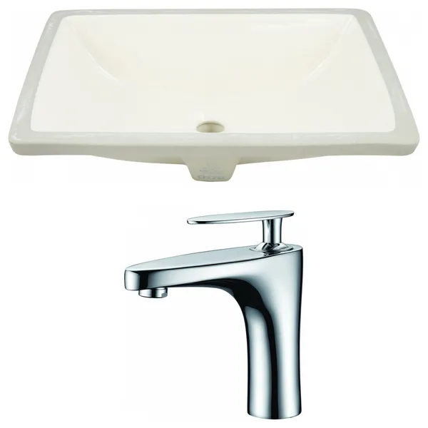18.25-in. W CUPC Rectangle Undermount Sink Set In Biscuit - Chrome Hardware