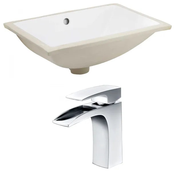 18.25-in. W CUPC Rectangle Undermount Sink Set In White - Chrome Hardware