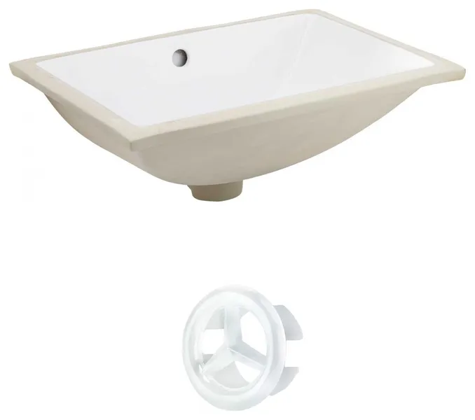 18.25-in. W CUPC Rectangle Undermount Sink Set In White - White Hardware