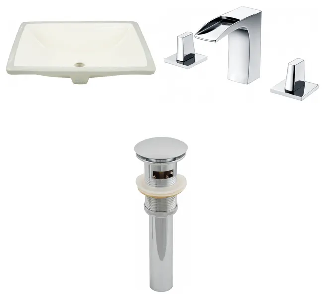 18.25-in. WRectangle Undermount Sink Set In Biscuit Overflow Drain