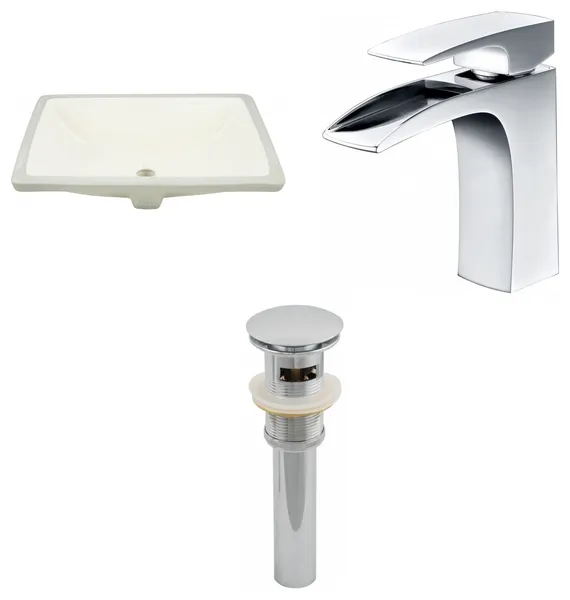 18.25-in. WRectangle Undermount Sink Set In Biscuit Overflow Drain