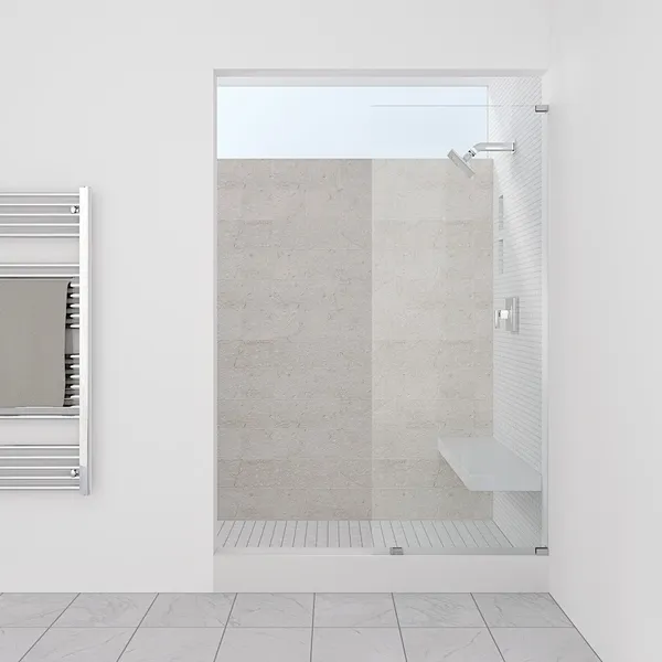 18.50" x 76" Frameless Fixed Glass Panel Chrome Finish