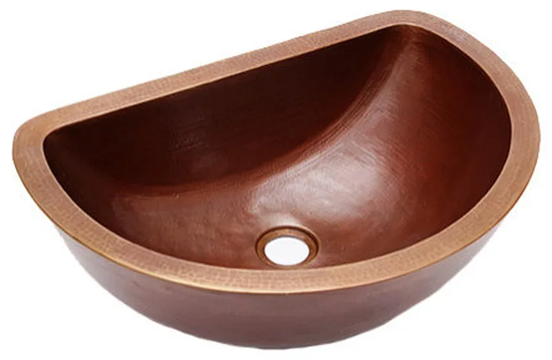 18" D-Shape Copper Vessel Sink, Rio Grande