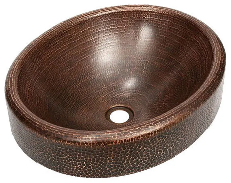 18" Oval Prescenio Copper Apron Vessel Bathroom Sink by SoLuna, Dark Smoke