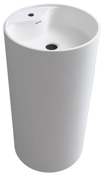 18" White Round Stone Resin Solid Surface Pedestal Sink, Faucet not Included