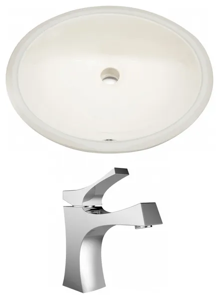 19.5-in. W CUPC Oval Undermount Sink Set In Biscuit - Chrome Hardware