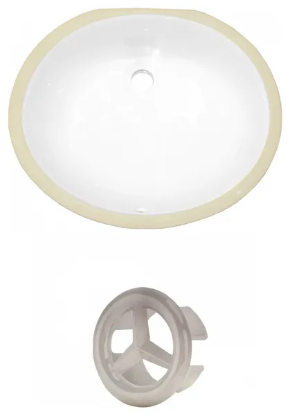 19.5-in. W Oval Undermount Sink Set In White - Brushed Nickel Hardware