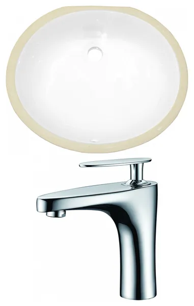 19.5-in. W Oval Undermount Sink Set In White - Chrome Hardware