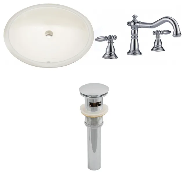 19.5-in. WOval Undermount Sink Set In Biscuit, Chrome Hardware, Overflow Drain