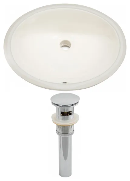 19.5-in. WOval Undermount Sink Set In Biscuit, Chrome Hardware, Overflow Drain