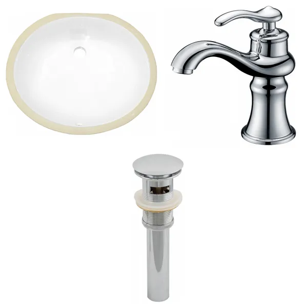 19.5-in. WOval Undermount Sink Set In White, Chrome Hardware, Overflow Drain