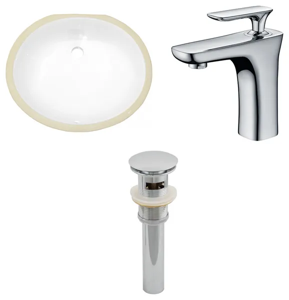 19.5-in. WOval Undermount Sink Set In White, Chrome Hardware, Overflow Drain