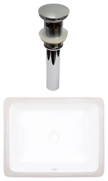 19.5-in. WRectangle Undermount Sink Set In White Overflow Drain