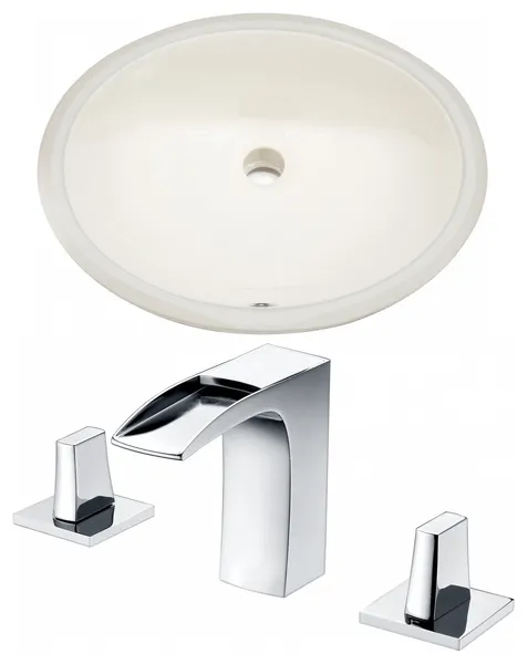 19.75-in. W Oval Undermount Sink Set In Biscuit - Chrome Hardware