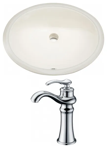 19.75-in. W Oval Undermount Sink Set In Biscuit - Chrome Hardware