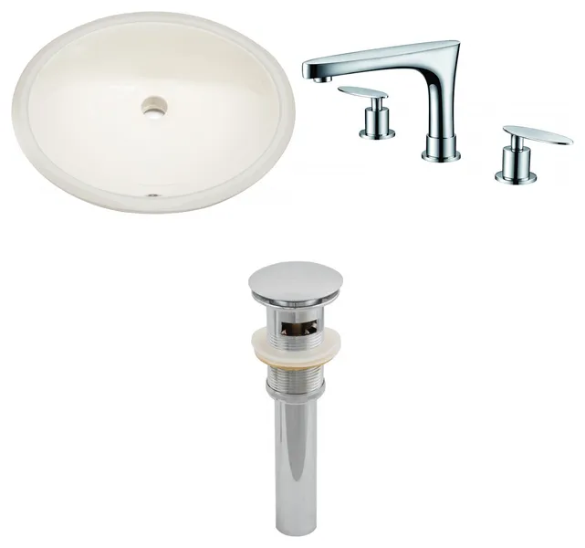19.75-in. WOval Undermount Sink Set In Biscuit, Chrome Hardware, Overflow Drain