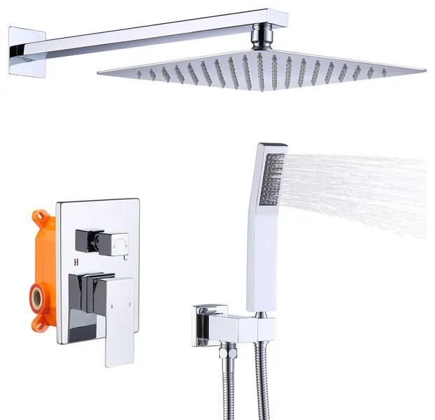 2-Handle Rain LED 10 in. Shower Head System Shower Faucet
