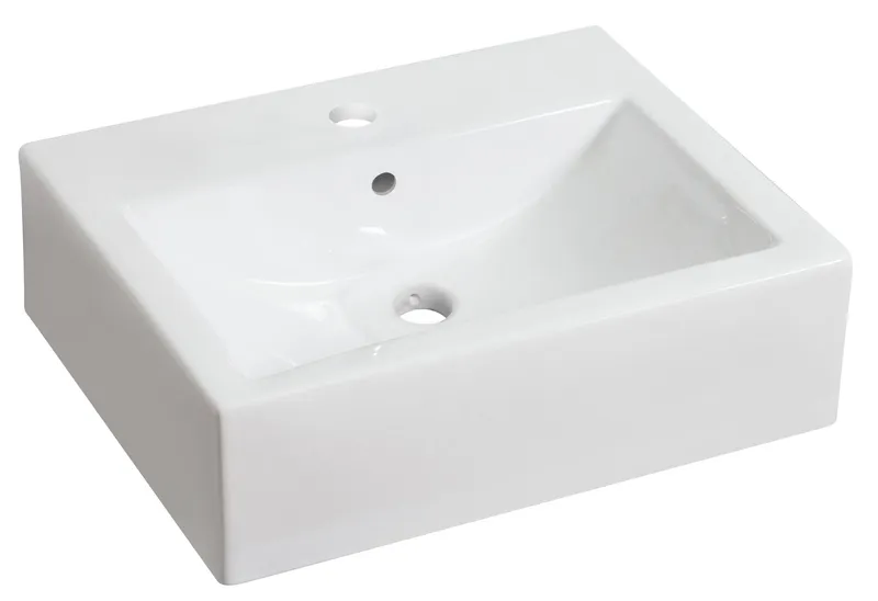 20.25-in. W Above Counter White Vessel For 1 Hole Center Drilling