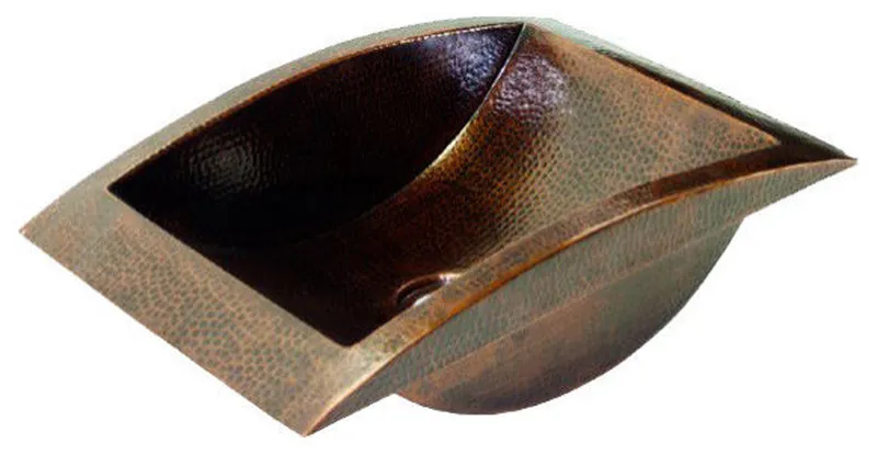 20.5" Artesa Drop-In Trough Copper Bathroom Sink, Large by SoLuna, Cafe Natural