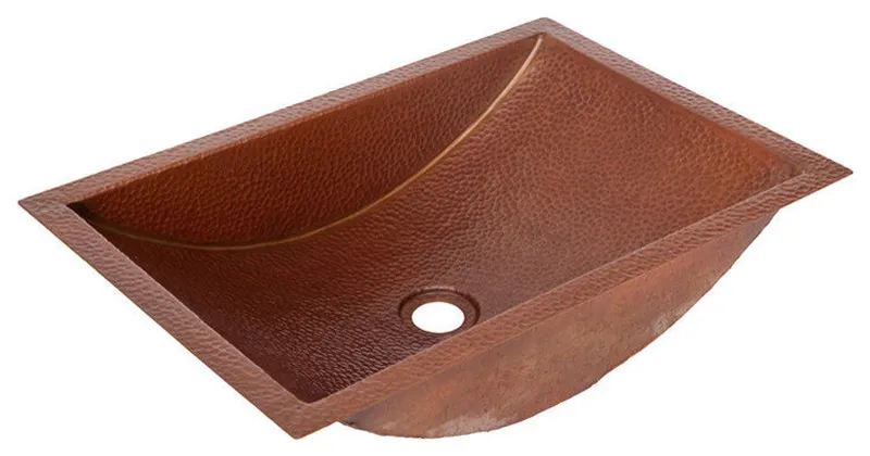 20.5" Trough Hammered Copper Bathroom Sink by SoLuna, Rio Grande