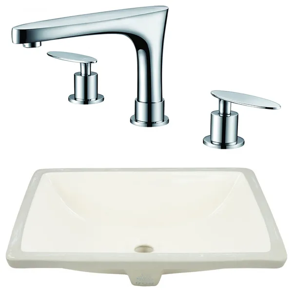 20.75-in. W CSA Rectangle Undermount Sink Set In Biscuit - Chrome Hardware