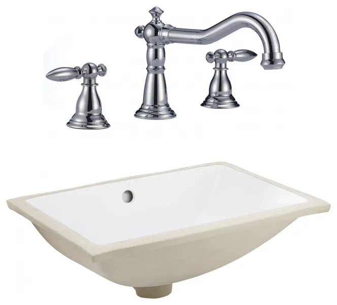 20.75-in. W CSA Rectangle Undermount Sink Set In White - Chrome Hardware