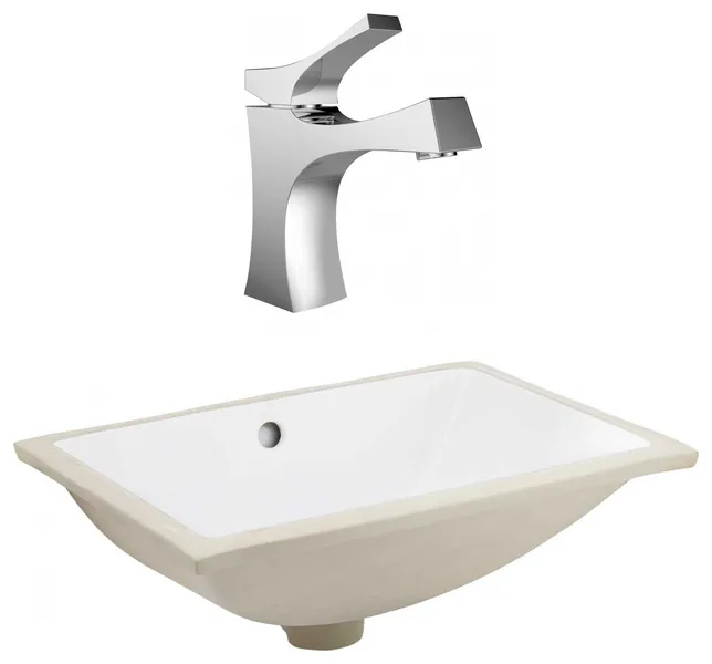 20.75-in. W CSA Rectangle Undermount Sink Set In White - Chrome Hardware
