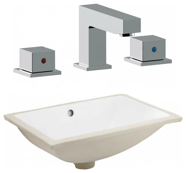 20.75-in. W CSA Rectangle Undermount Sink Set In White - Chrome Hardware