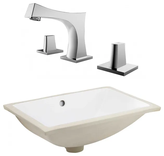 20.75-in. W CSA Rectangle Undermount Sink Set In White - Chrome Hardware