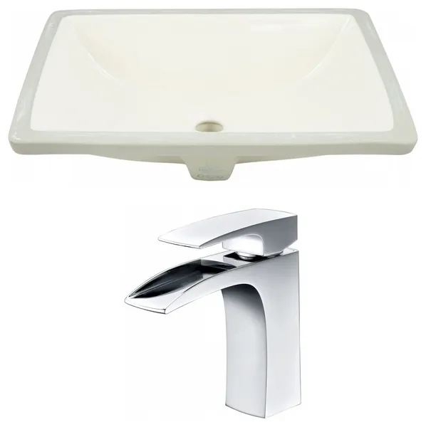 20.75-in. W Rectangle Undermount Sink Set In Biscuit - Chrome Hardware