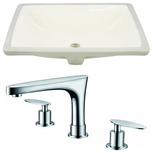 20.75-in. W Rectangle Undermount Sink Set In Biscuit - Chrome Hardware