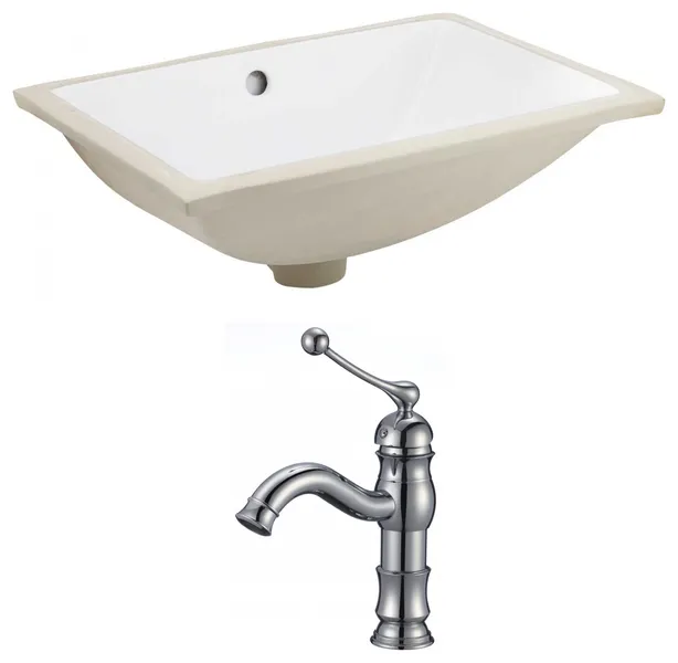 20.75-in. W Rectangle Undermount Sink Set In White - Chrome Hardware