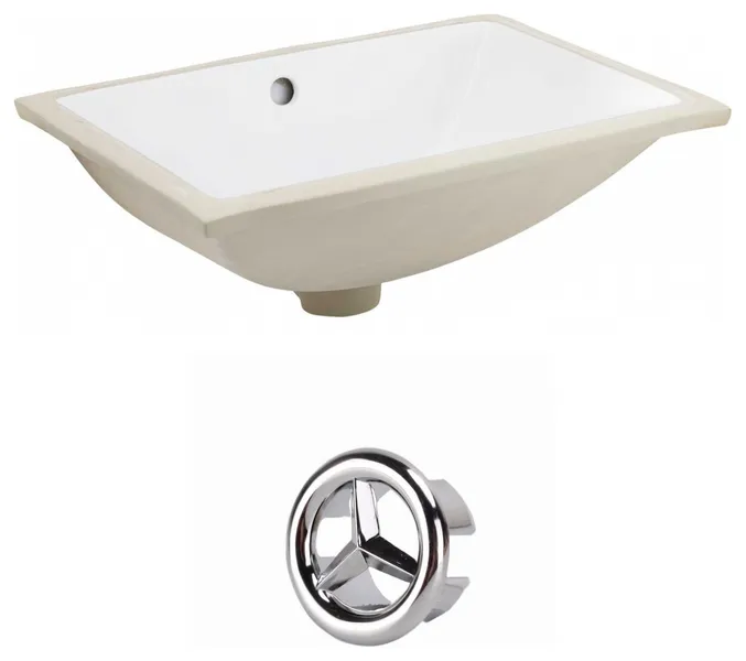 20.75-in. W Rectangle Undermount Sink Set In White - Chrome Hardware