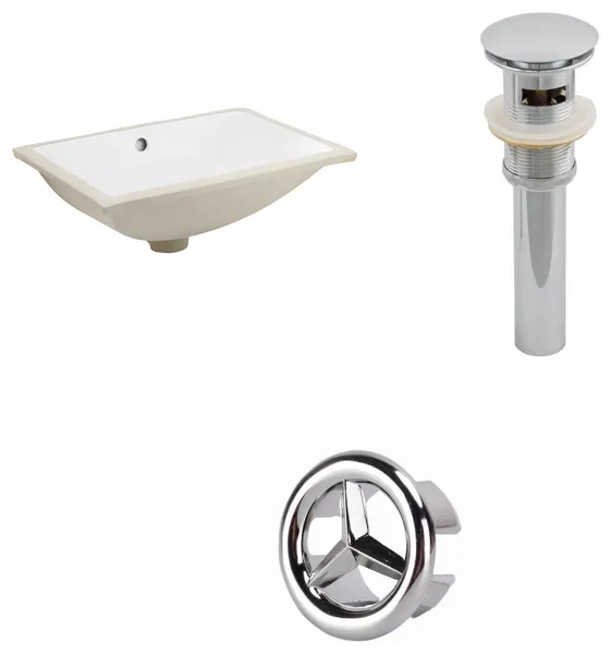 20.75-in. W Rectangle Undermount Sink Set In White Overflow Drain